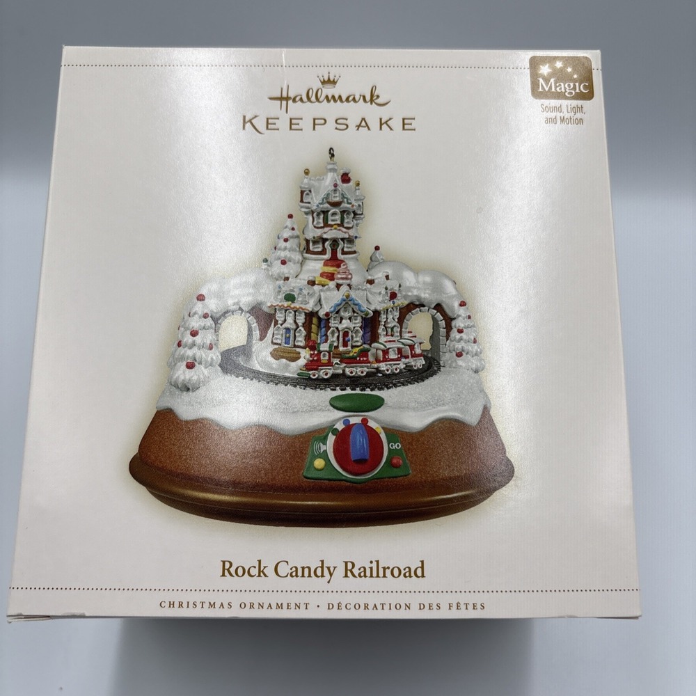 Hallmark Keepsake Rock Candy Railroad 2006 Ornament Magic Light Sound Motion NIB